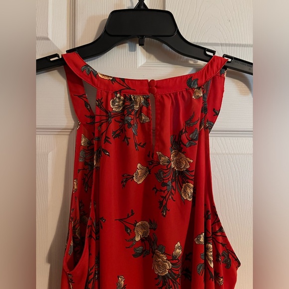 Torrid top, size 0 (12), high neck tank, orange floral - Picture 3 of 9